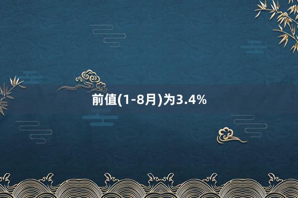 前值(1-8月)为3.4%