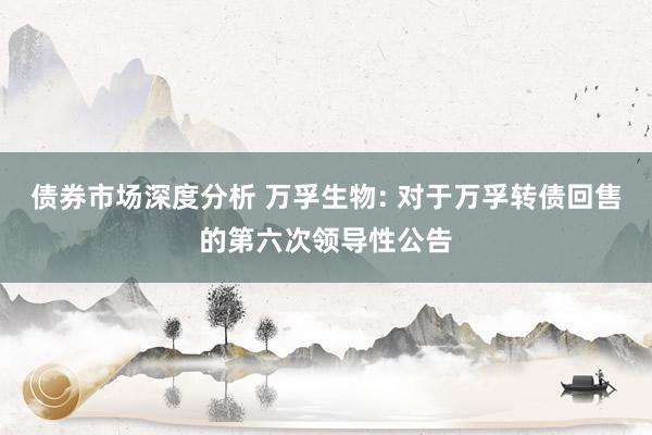 债券市场深度分析 万孚生物: 对于万孚转债回售的第六次领导性公告