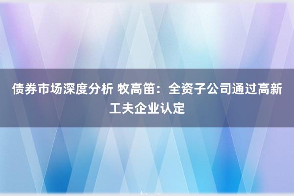 债券市场深度分析 牧高笛：全资子公司通过高新工夫企业认定