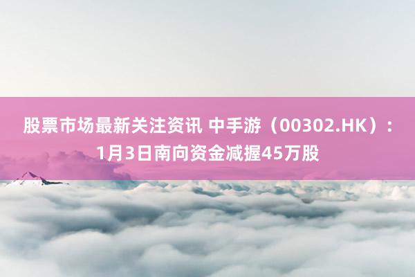 股票市场最新关注资讯 中手游（00302.HK）：1月3日南向资金减握45万股