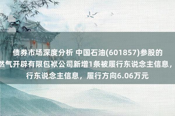 债券市场深度分析 中国石油(601857)参股的吉林省吉原石油自然气开辟有限包袱公司新增1条被履行东说念主信息，履行方向6.06万元