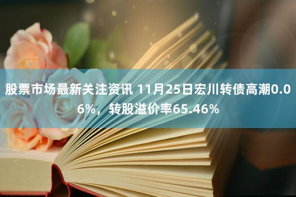 股票市场最新关注资讯 11月25日宏川转债高潮0.06%，转股溢价率65.46%