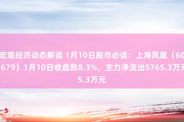 宏观经济动态解读 1月10日股市必读：上海凤凰（600679）1月10日收盘跌8.3%，主力净流出5765.3万元