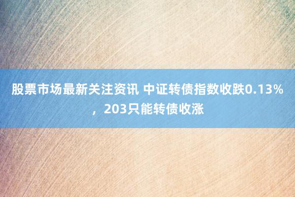 股票市场最新关注资讯 中证转债指数收跌0.13%，203只能转债收涨