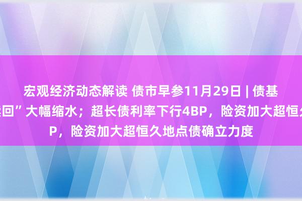 宏观经济动态解读 债市早参11月29日 | 债基上月遭“一键式赎回”大幅缩水；超长债利率下行4BP，险资加大超恒久地点债确立力度