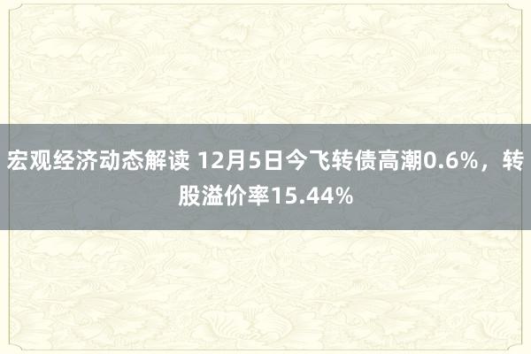 宏观经济动态解读 12月5日今飞转债高潮0.6%，转股溢价率15.44%