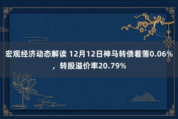 宏观经济动态解读 12月12日神马转债着落0.06%，转股溢价率20.79%