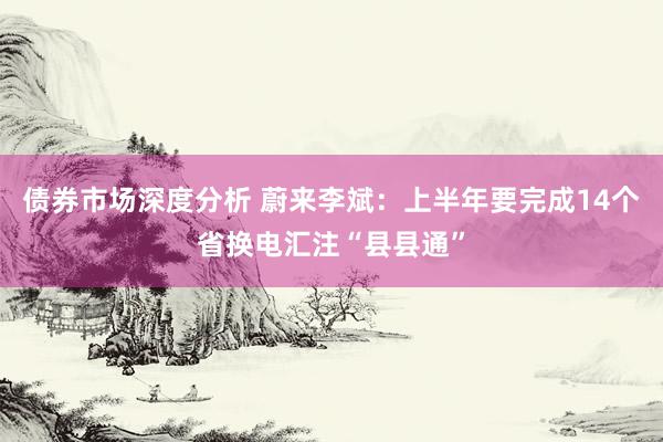 债券市场深度分析 蔚来李斌：上半年要完成14个省换电汇注“县县通”