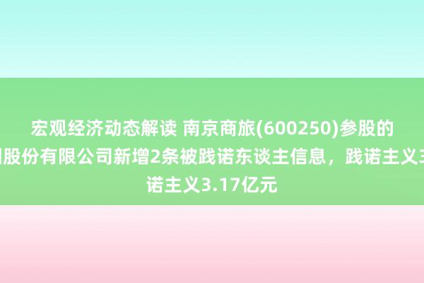 宏观经济动态解读 南京商旅(600250)参股的朗诗集团股份有限公司新增2条被践诺东谈主信息，践诺主义3.17亿元