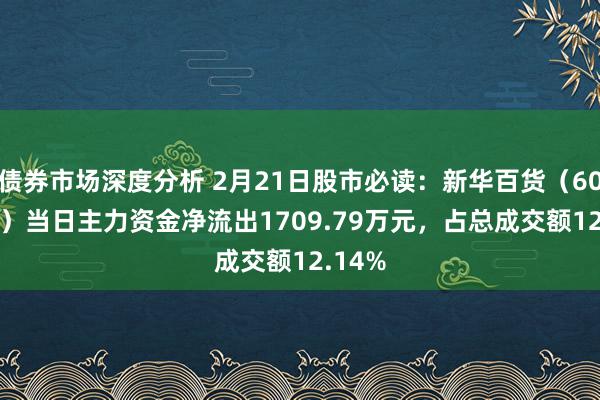 债券市场深度分析 2月21日股市必读：新华百货（600785）当日主力资金净流出1709.79万元，占总成交额12.14%