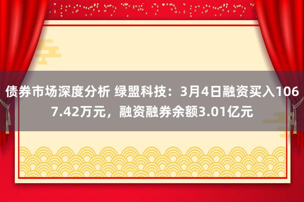 债券市场深度分析 绿盟科技：3月4日融资买入1067.42万元，融资融券余额3.01亿元