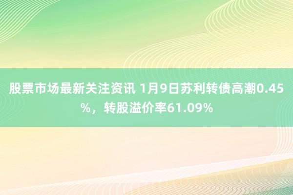 股票市场最新关注资讯 1月9日苏利转债高潮0.45%，转股溢价率61.09%