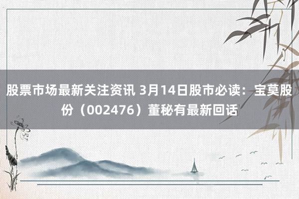 股票市场最新关注资讯 3月14日股市必读：宝莫股份（002476）董秘有最新回话