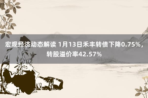 宏观经济动态解读 1月13日禾丰转债下降0.75%，转股溢价率42.57%